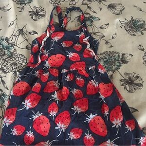 Old Navy Navy Blue Dress with Red Strawberry Print